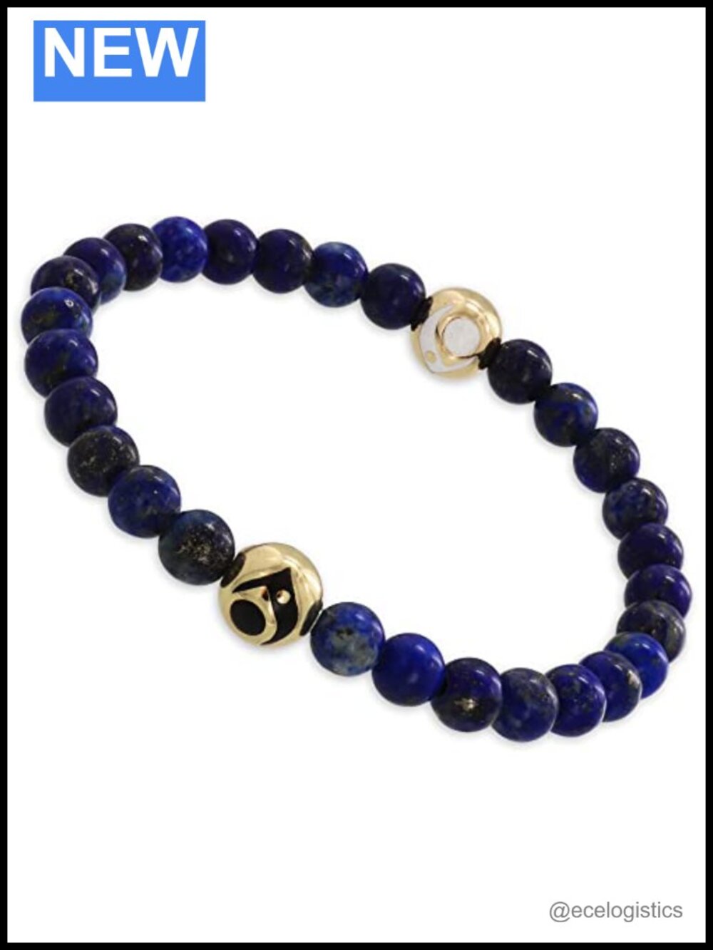 Lokai Gemstone Beaded Silicone Stretch Bracelet Slide-On Large 7 inch